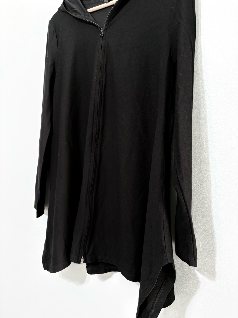 Eileen Fisher Black Asymmetric Full Zip Hoodie Jacket Size L - Picture 5 of 6